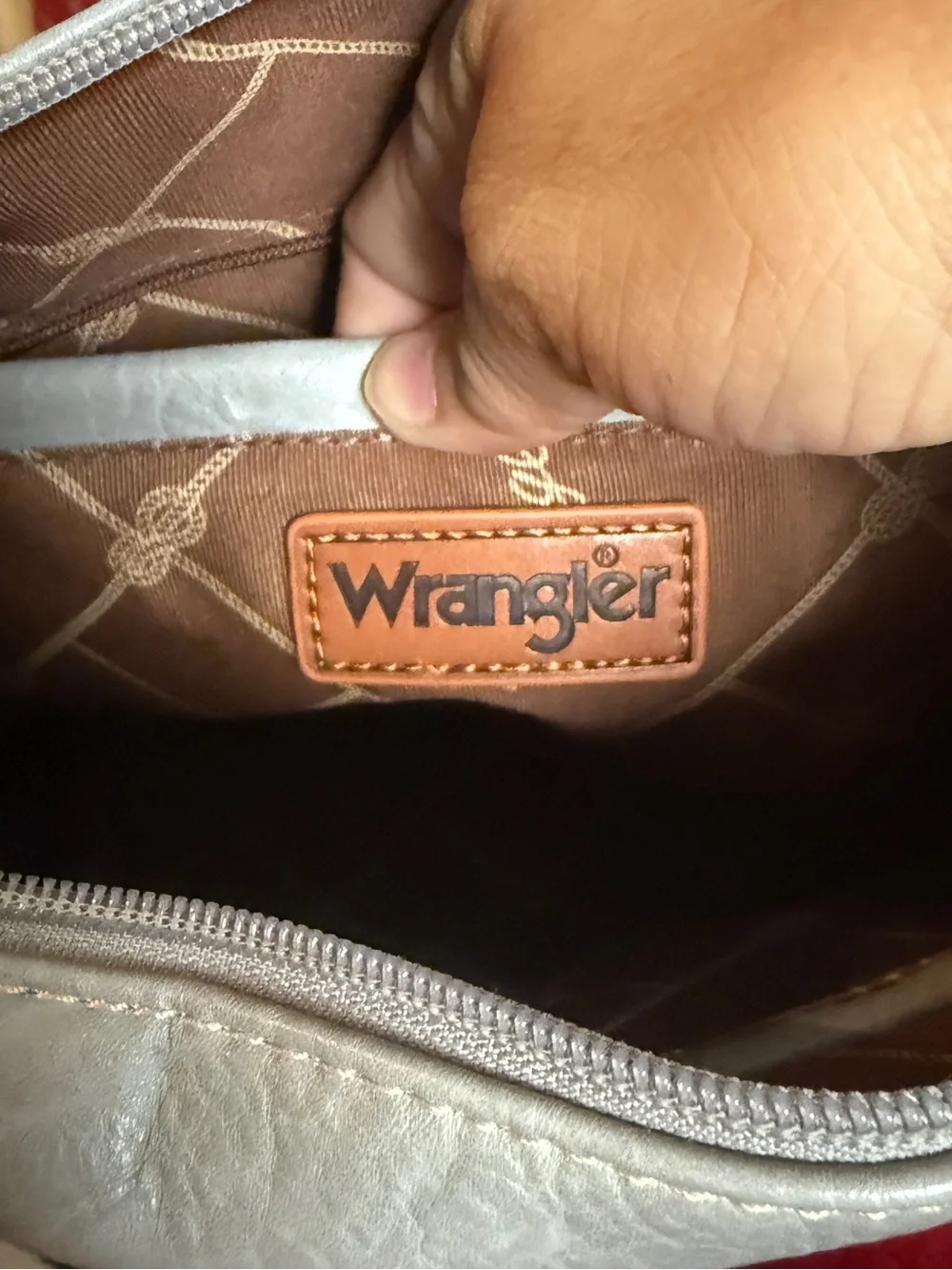 Wrangler Two Tone Grey Studded Western Satchel Crossbody Shoulder Bag Purse